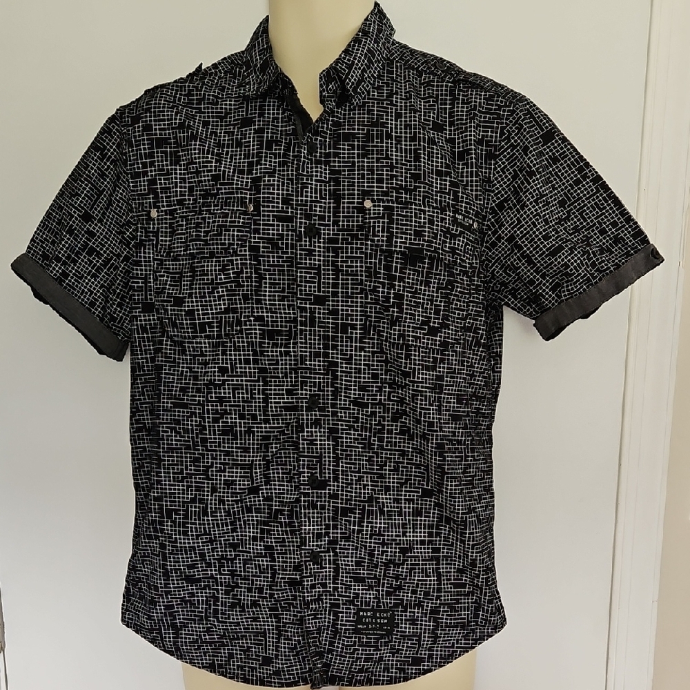 Marc Ecko Cut & Sew Checkered Maze Shirt Size M